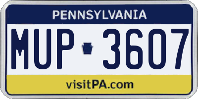 PA license plate MUP3607