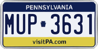 PA license plate MUP3631