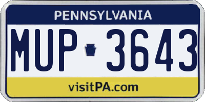 PA license plate MUP3643
