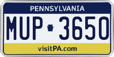 PA license plate MUP3650