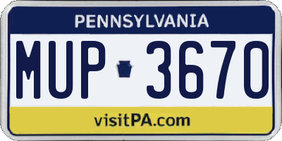 PA license plate MUP3670
