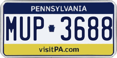 PA license plate MUP3688