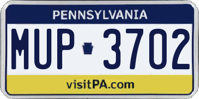 PA license plate MUP3702
