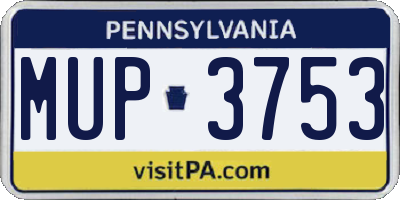 PA license plate MUP3753