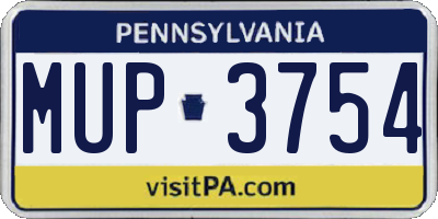 PA license plate MUP3754
