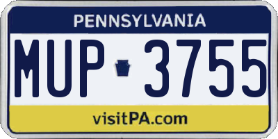 PA license plate MUP3755