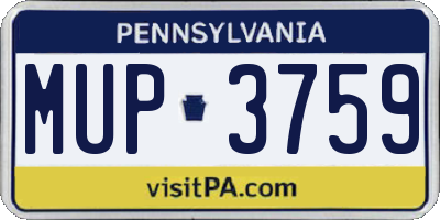 PA license plate MUP3759