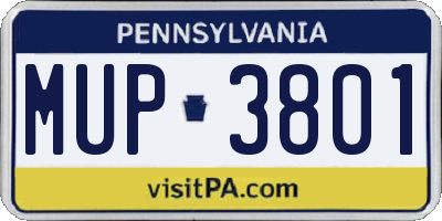 PA license plate MUP3801