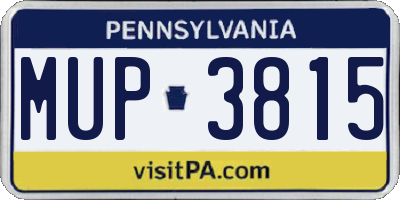 PA license plate MUP3815