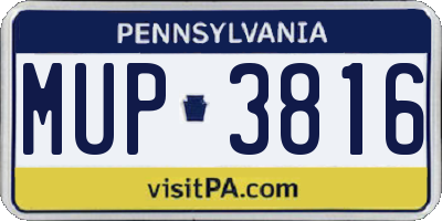 PA license plate MUP3816
