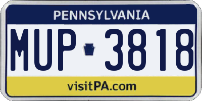 PA license plate MUP3818