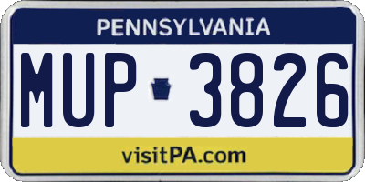 PA license plate MUP3826