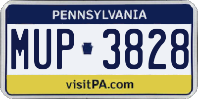 PA license plate MUP3828