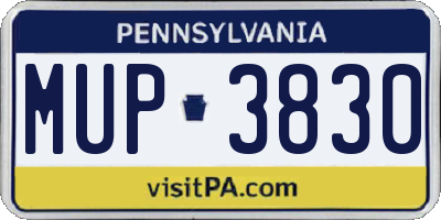 PA license plate MUP3830