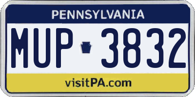 PA license plate MUP3832
