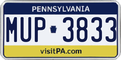 PA license plate MUP3833