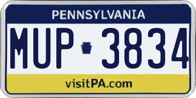 PA license plate MUP3834