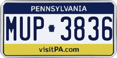 PA license plate MUP3836