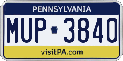 PA license plate MUP3840