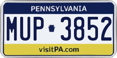 PA license plate MUP3852