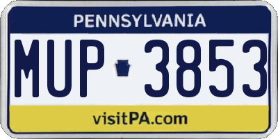 PA license plate MUP3853