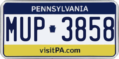 PA license plate MUP3858
