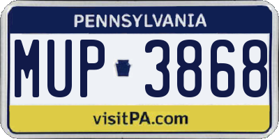 PA license plate MUP3868