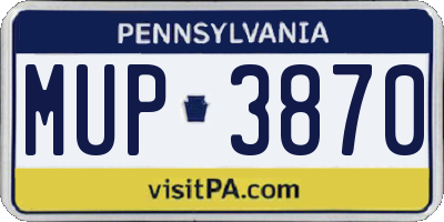 PA license plate MUP3870