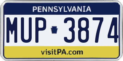 PA license plate MUP3874