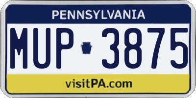 PA license plate MUP3875