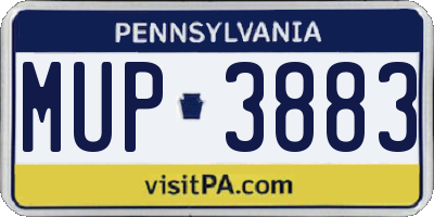 PA license plate MUP3883