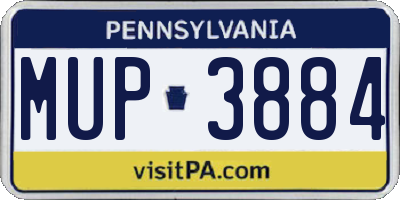 PA license plate MUP3884