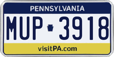 PA license plate MUP3918