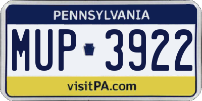 PA license plate MUP3922