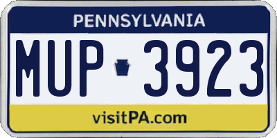 PA license plate MUP3923