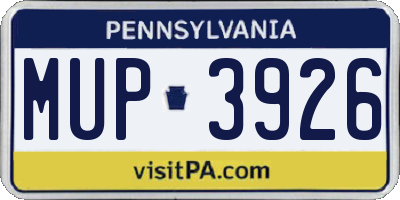 PA license plate MUP3926