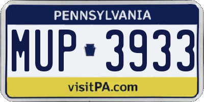 PA license plate MUP3933