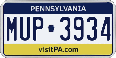 PA license plate MUP3934
