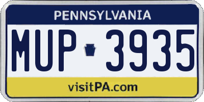 PA license plate MUP3935