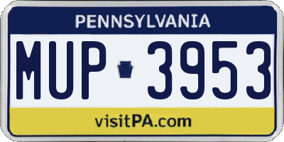 PA license plate MUP3953