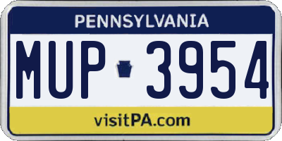 PA license plate MUP3954