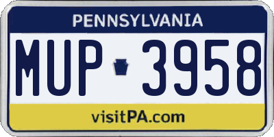 PA license plate MUP3958