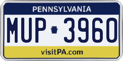 PA license plate MUP3960