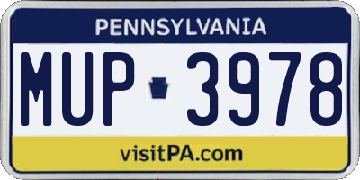 PA license plate MUP3978