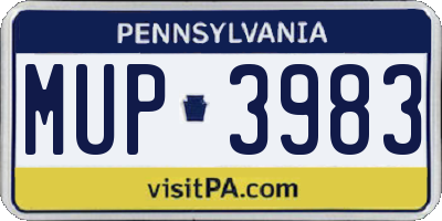 PA license plate MUP3983