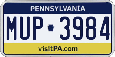 PA license plate MUP3984