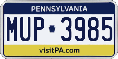 PA license plate MUP3985