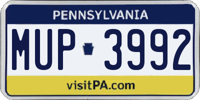 PA license plate MUP3992