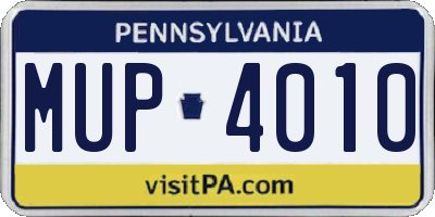 PA license plate MUP4010