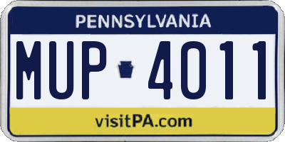 PA license plate MUP4011